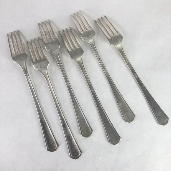 6 Grille Forks 7 1/2 Inch Wm A Rogers Oneida Sectional Lido Silverplate VTG Lot - Picture 8 of 12